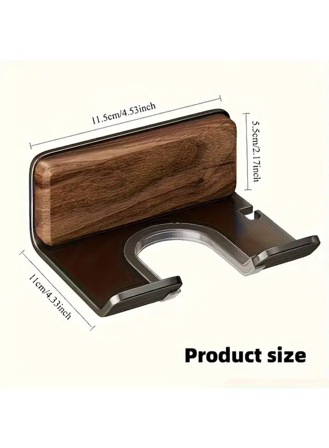 No Drill Bathroom Hair Dryer Holder 1pc Heavy Duty Walnut Aluminum Wall Mount - Image 3