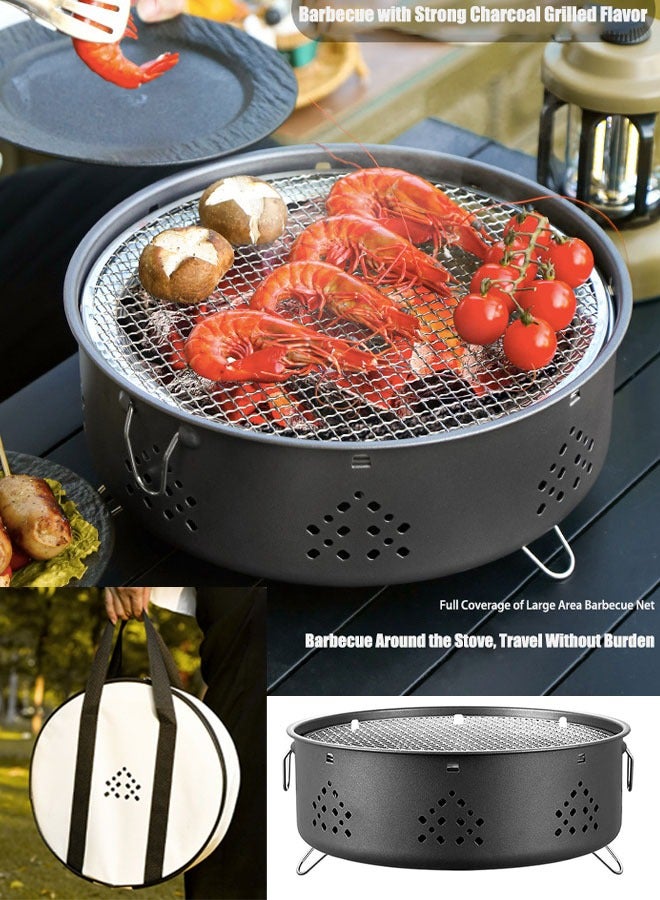 Barbecue Grill Portable Barbecue Charcoal Grill Carbon Stove Suitable for Outdoor Can Be Used for Both Barbecue and Tea A Set Including the Grill Grill Net Base - Image 1