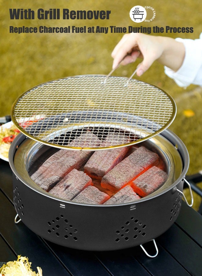 Barbecue Grill Portable Barbecue Charcoal Grill Carbon Stove Suitable for Outdoor Can Be Used for Both Barbecue and Tea A Set Including the Grill Grill Net Base - Image 5