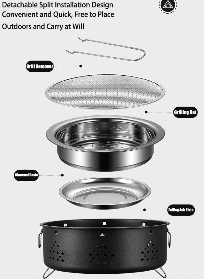 Barbecue Grill Portable Barbecue Charcoal Grill Carbon Stove Suitable for Outdoor Can Be Used for Both Barbecue and Tea A Set Including the Grill Grill Net Base - Image 2