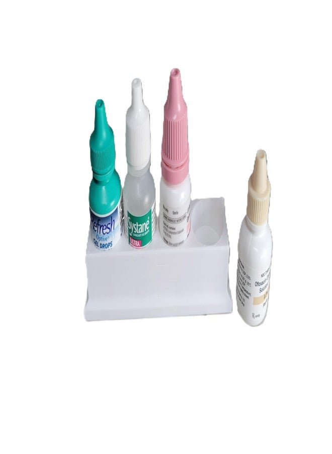 Znet3D Eye Drop Bottle Organizer Tray - 4-Slot Holder for Eye Drops Compact Storage Rack Made in USA (White) - Image 3