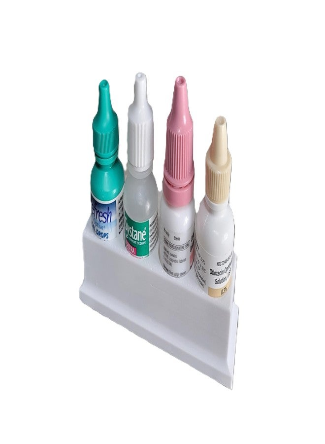 Znet3D Eye Drop Bottle Organizer Tray - 4-Slot Holder for Eye Drops Compact Storage Rack Made in USA (White) - Image 1