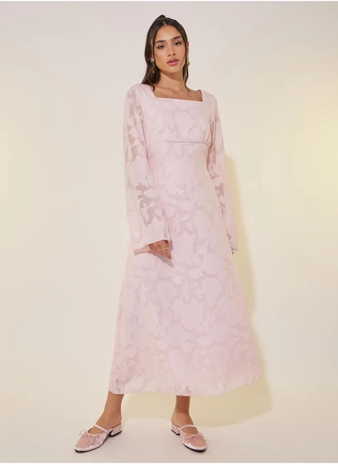 تايك تو Take Two Jacquard Square Neck Midi Dress