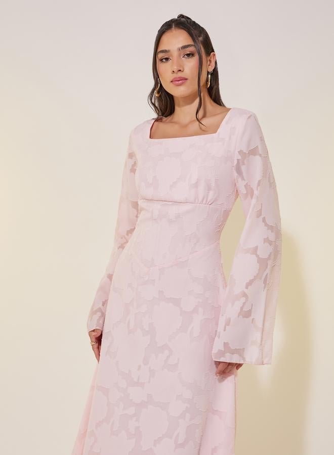 Take Two Jacquard Square Neck Midi Dress - Image 3