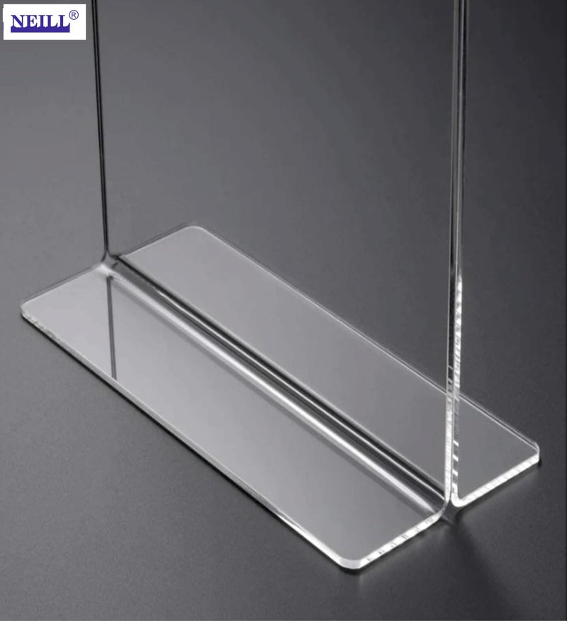 NEILL® Acrylic Sign Holder T Shape, Size-A4 (8.3"x11.7"), Pack of 1 Pc, Clear/Transparent, Double Sided Portrait Display Stand Table Top, Perfect for Restaurants, Promotions, Classroom, Office, Store, Restaurants, Wedding Party Decoration - Image 3