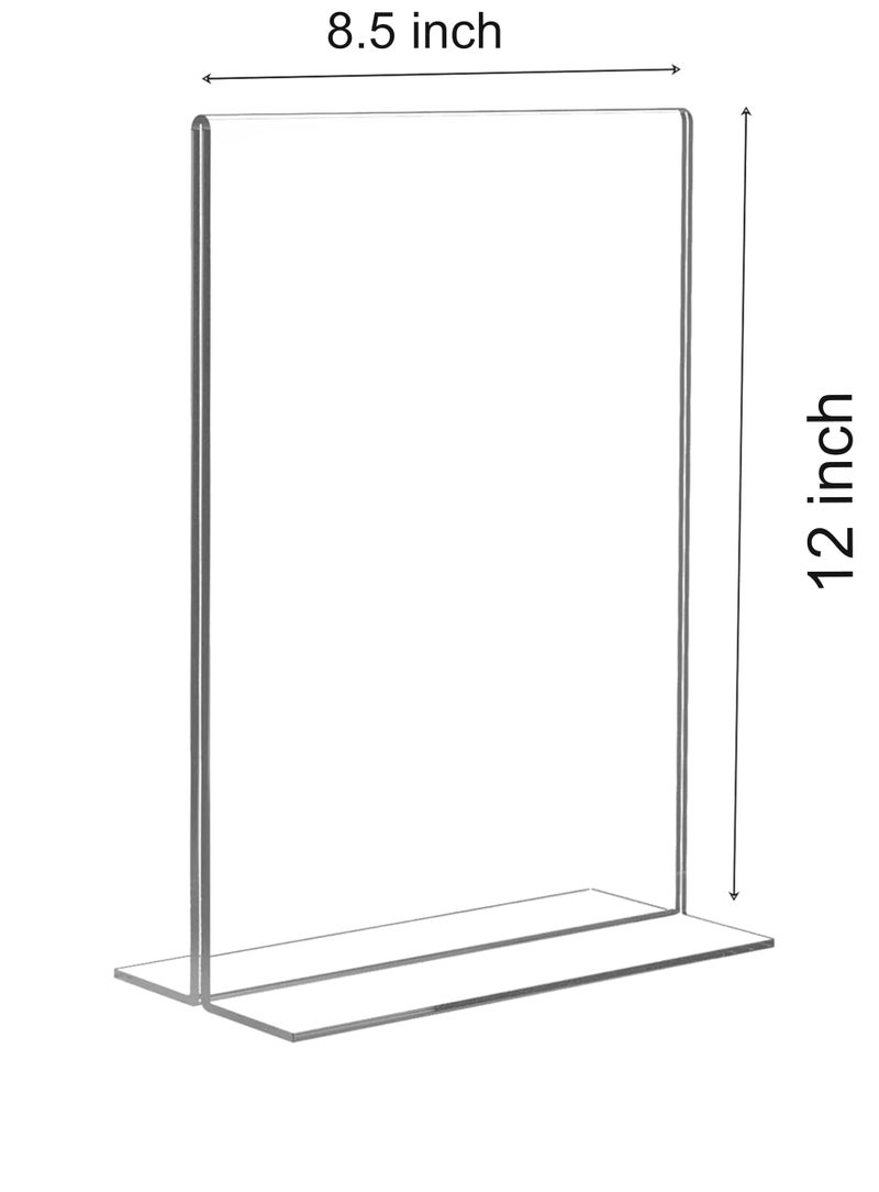 NEILL® Acrylic Sign Holder T Shape, Size-A4 (8.3"x11.7"), Pack of 1 Pc, Clear/Transparent, Double Sided Portrait Display Stand Table Top, Perfect for Restaurants, Promotions, Classroom, Office, Store, Restaurants, Wedding Party Decoration - Image 2