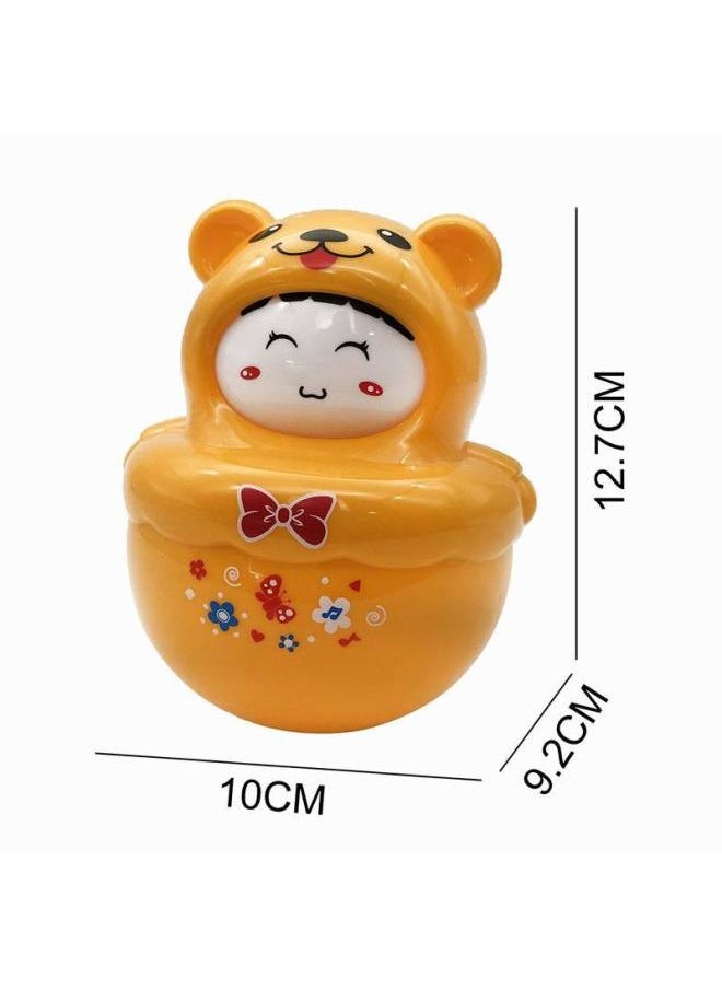 Generic Tumbler Baby Toys Baby Point Face Tumbler Cartoon Animal Tumbler Rattle Gift-Color:Milky White  - Image 5