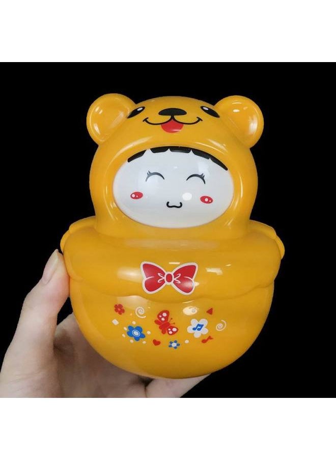 Generic Tumbler Baby Toys Baby Point Face Tumbler Cartoon Animal Tumbler Rattle Gift-Color:Milky White  - Image 3