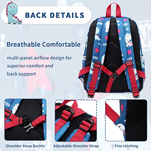 mygreen Kids backpacks, Cute Lightweight Water Resistant Preschool Backpack for Boys and Girls Chest Strap, Orange Red Dinosaurs - Image 5
