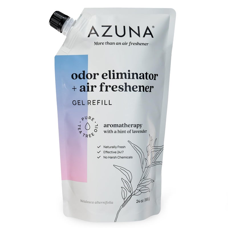 Azuna Air Freshener and Odor Eliminator for Strong Odor Gel 24oz Refill Pouch with Tea Tree Oil PlantBased Long Lasting Pet Smoke Home and Bathroom Amalfi Breeze Last 6090 Days - Image 2