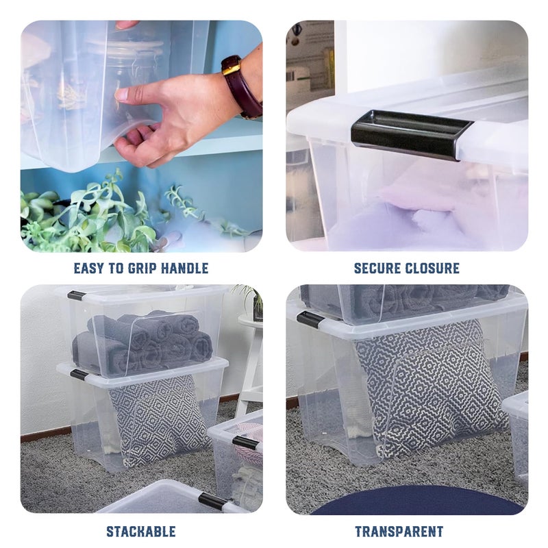 HOOJO® 50L Clear Storage Boxes with Lockable Lid & Wheels – Pack of 1 Transparent Plastic Organizers for Clothes, Toys, Tools, Office Supplies, Medicines & Crafts - Image 5