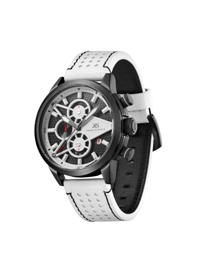KENNETH SCOTT Men's PU Chronograph Watch K25108-BLWB - 45 mm