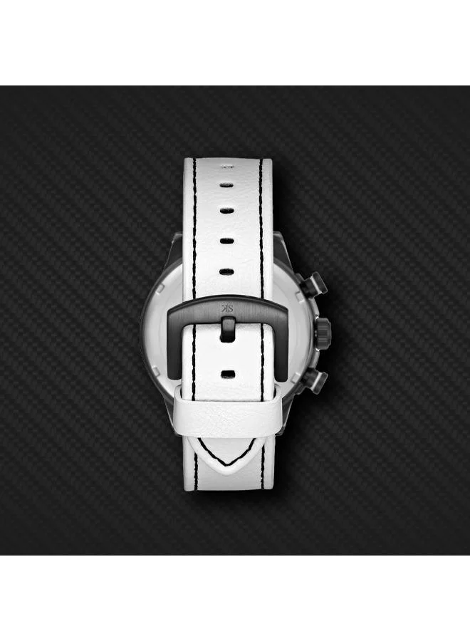 Kenneth Scott black Men's PU Chronograph Watch K25108-BLWB - 45 mm for Men | Best Price UAE