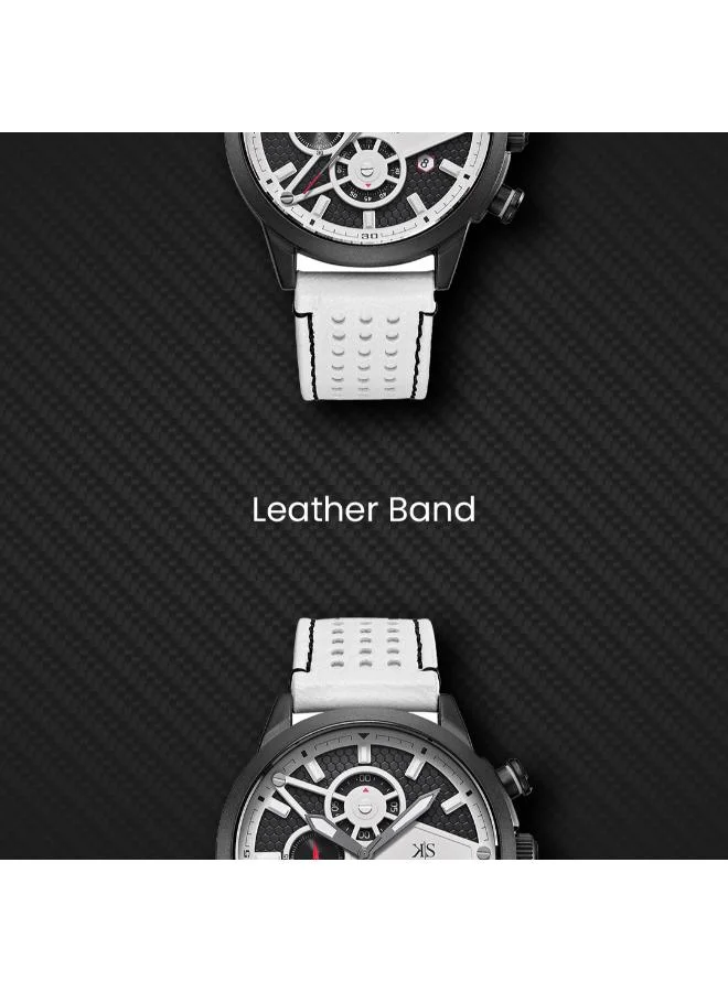 Kenneth Scott black Men's PU Chronograph Watch K25108-BLWB - 45 mm for Men | Best Price UAE