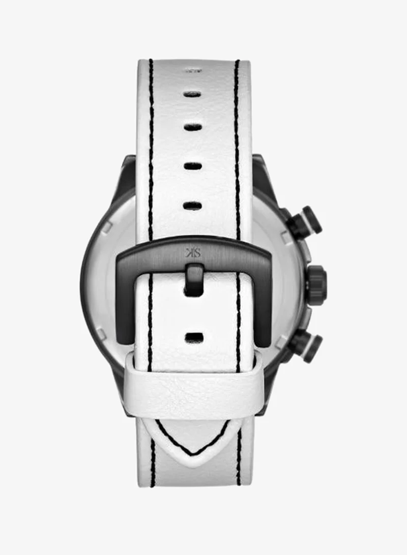 Kenneth Scott black Men's PU Chronograph Watch K25108-BLWB - 45 mm for Men | Best Price UAE