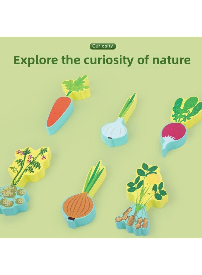 Children's Vegetable Orchard Cognitive Board Hand-held Board Three-dimensional Shape Three-dimensional Jigsaw Puzzle Toy For Early Childhood Education Building Blocks-Color:Vegetable Orchard Cognitive Board - Image 3