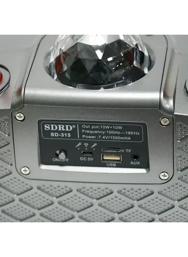 SDRD SD-315 BT Speaker karaoke bluetooth speaker with 2 microphones | Dark gray  - Image 4