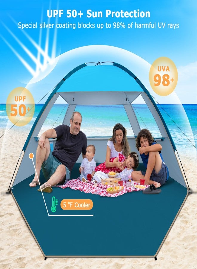 COMMOUDS Beach Tent Sun Shade for 3/4-5/6-8/8-10 Person, UPF 50+ Beach Sun Shelter Canopy Tent, Lightweight, Easy Set Up and Carry Beach Umbrella - Image 3
