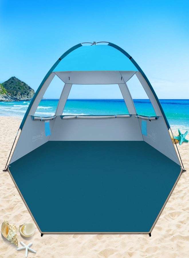 COMMOUDS Beach Tent Sun Shade for 3/4-5/6-8/8-10 Person, UPF 50+ Beach Sun Shelter Canopy Tent, Lightweight, Easy Set Up and Carry Beach Umbrella - Image 1