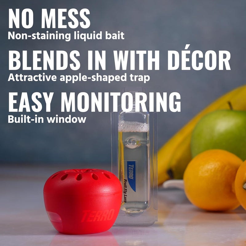 Terro مصائد ذباب الفاكهة للداخل (عبوة 4) + 180 يومًا من إمدادات الطعم - Image 3
