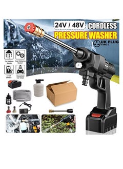 ELTRAZONE 48V Cordless Portable Washer Electric High Pressure Cleaner Machine 200W 30Bar Lithium Handheld Car Cleaning Device With Foam Generator Nozzle Water Pump (Box Pack - UK Plug)  - Image 1