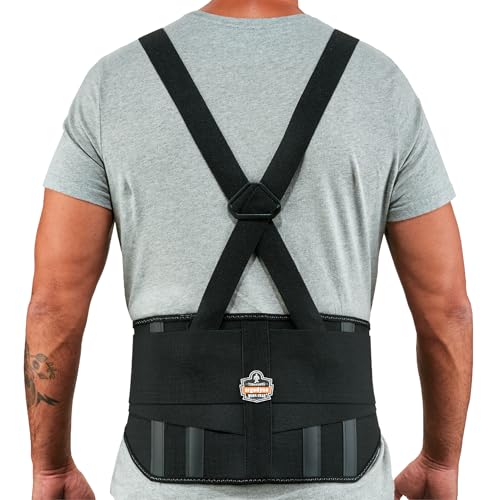 Ergodyne ProFlex 1600 Back Support Brace, 9" Extended Support, High Cut Front For Mobility, XL,Black - Image 1