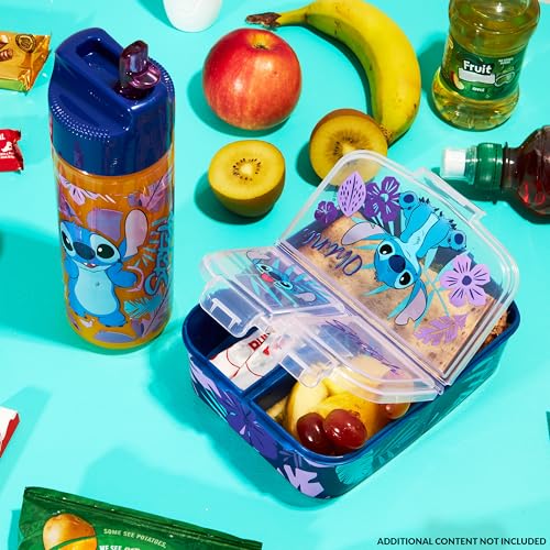 Disney Stitch Kids Lunch Box with Compartments and Water Bottle for School BluePurple - Image 3