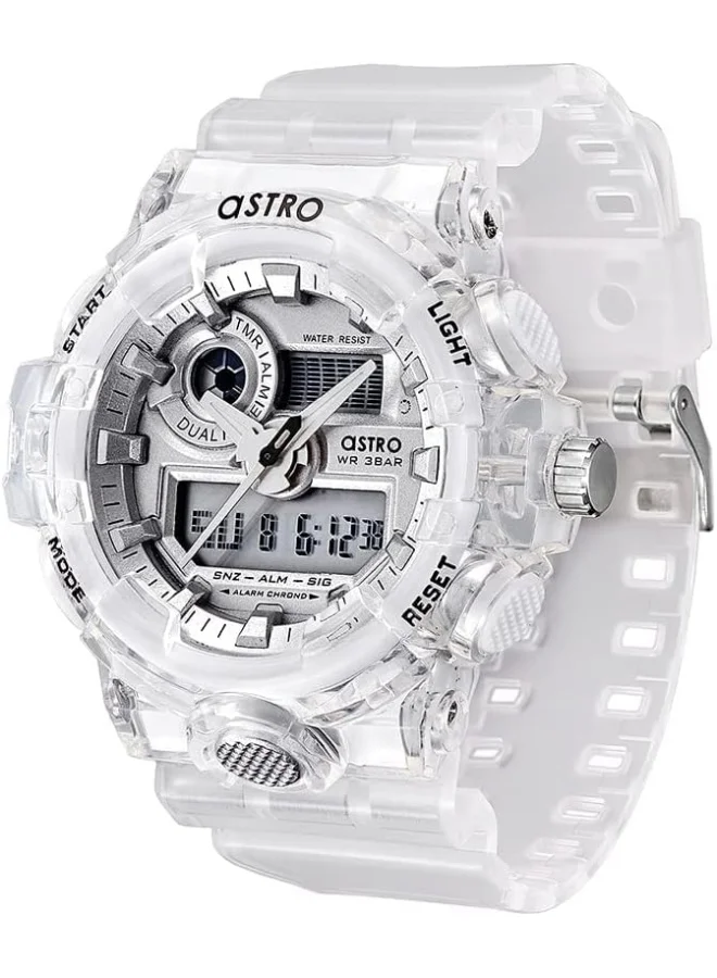 أسترو Astro Kids Quartz Movement Watch, Analog-Digital Display and Polyurethane Strap - A20806-PPZX, Transparent