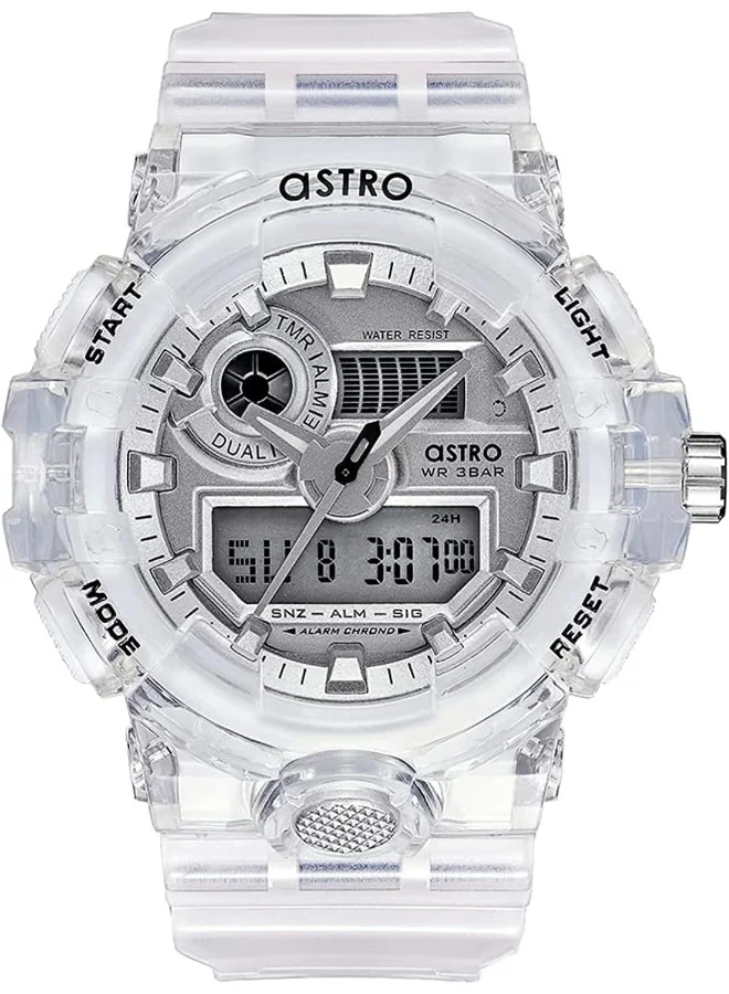 أسترو Astro Kids Quartz Movement Watch, Analog-Digital Display and Polyurethane Strap - A20806-PPZX, Transparent