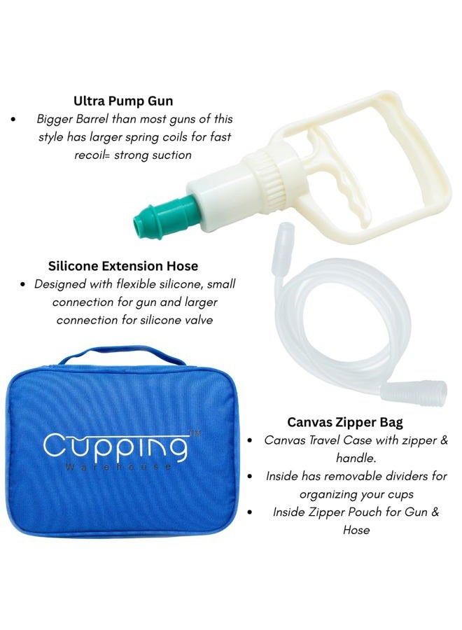 Cupping Warehouse TM 20 Chinese Cup Polycarbonate Professional Therapy Set with Pump Gun and Extension Tube and Silicone Top (20Chinese) - Image 5