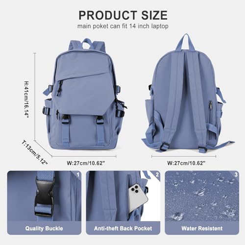 coowoz College Backpack Waterproof Black College Bags For Women Lightweight Travel Rucksack Casual Daypack Laptop Backpacks For Men Women(Blue Purple) - Image 2
