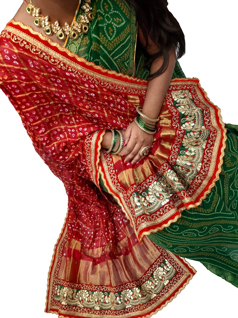 RANISATIYA Womens Synthetic Marwadi Jaipuri Ghatchola Odhna Dupatta, Red,Free Size - Image 2