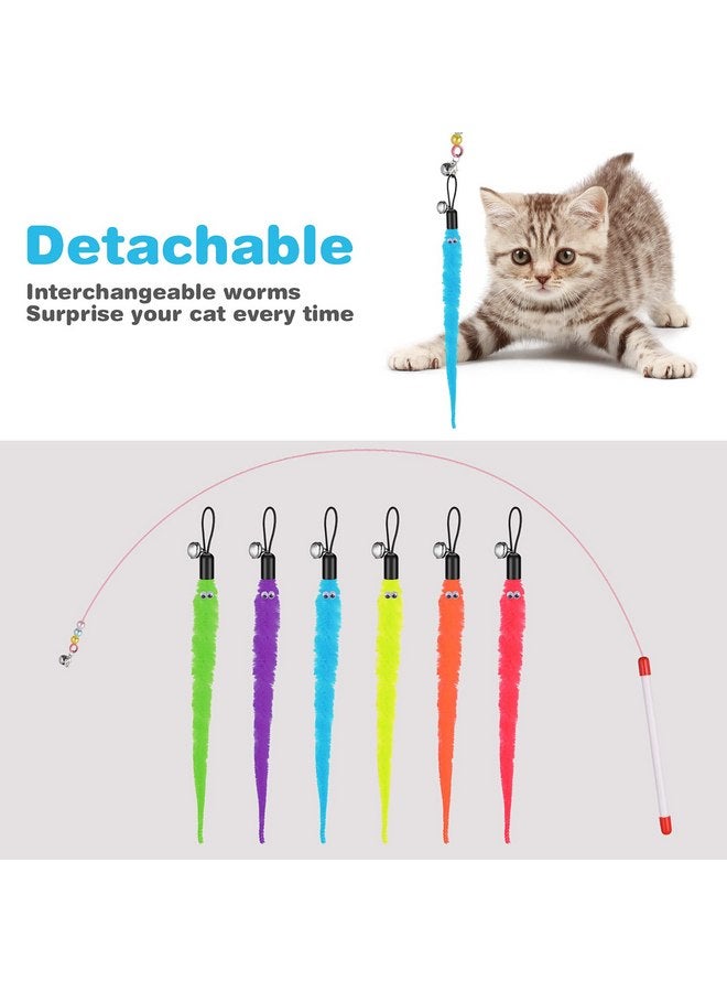 مولين مجموعة ألعاب عصا القطط من مولين - لعبة إغراء القطط + 6 قطع من الديدان ذات الذيل الفروي مع الأجراس (لعبة إغراء القطط + 6 قطع من الديدان ذات الذيل الفروي) - Image 2
