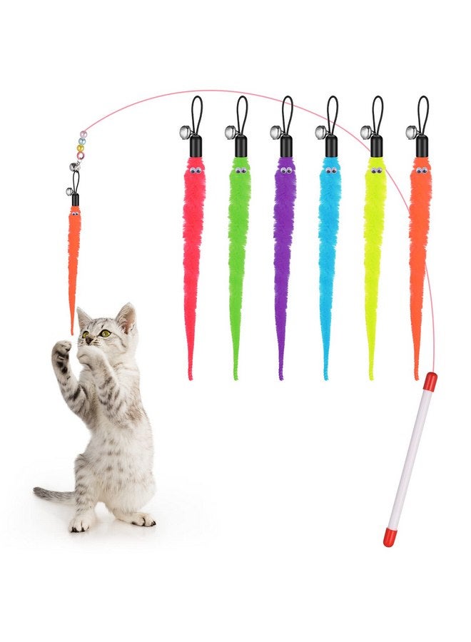مولين مجموعة ألعاب عصا القطط من مولين - لعبة إغراء القطط + 6 قطع من الديدان ذات الذيل الفروي مع الأجراس (لعبة إغراء القطط + 6 قطع من الديدان ذات الذيل الفروي) - Image 1