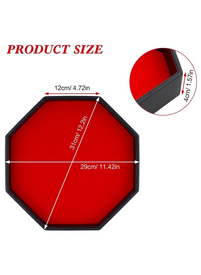 RERIVER RERIVER Dice Rolling Tray, Felt Lined PU Leather Octagon Dice Tray for Dungeon Crawler Games, Red  - Image 3
