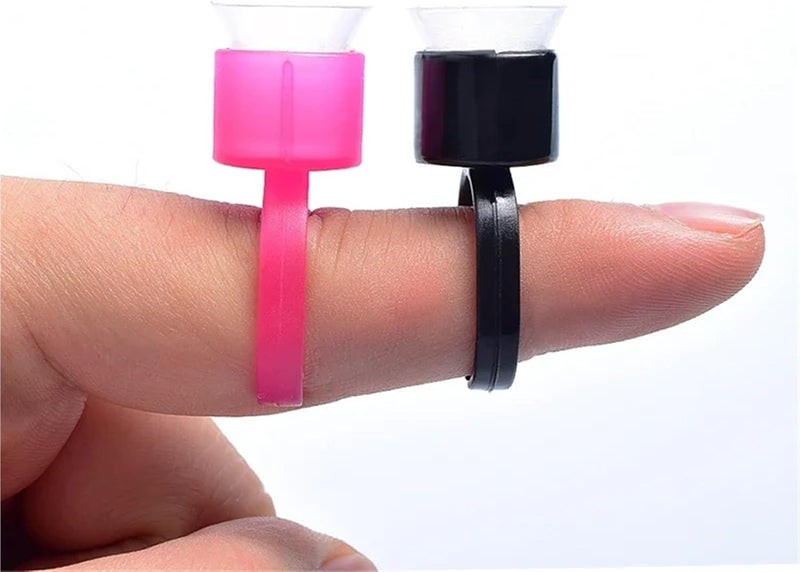 Tattoo Ink Caps 100pcs Black Tattoo Ink Cup Disposable Ring with Sponge for Microblading Permanent Makeup Accessories Pigment Holders(Pink) - Image 5