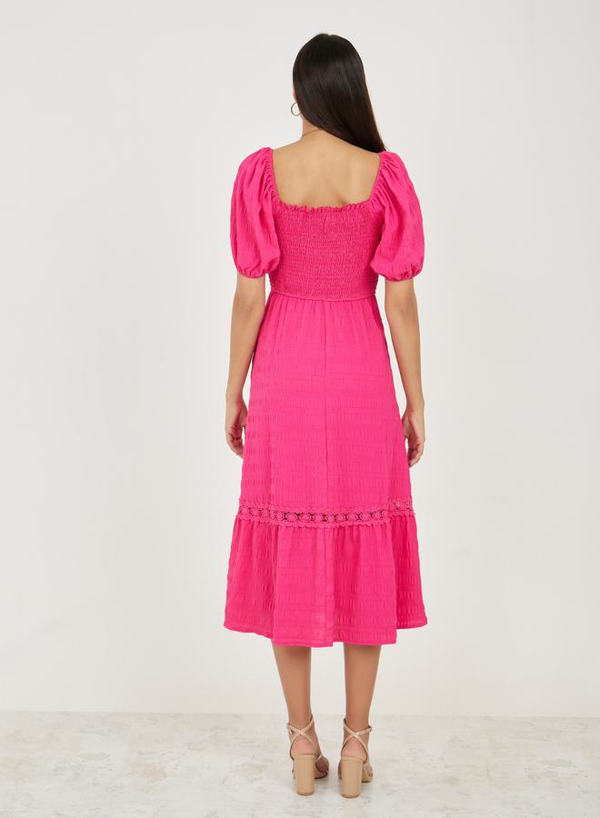 Styli Shirred Puff Sleeve Dress  - Image 4