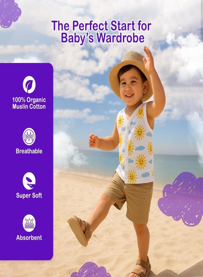 Kidbea® Newborn Baby Jhabla Unisex - Organic Cotton Muslin Top | Soft & Breathable Summer Wear for Boys & Girls | Butterfly, Tiger & Space Print Infant Clothing 0 to 3 Months - Image 2