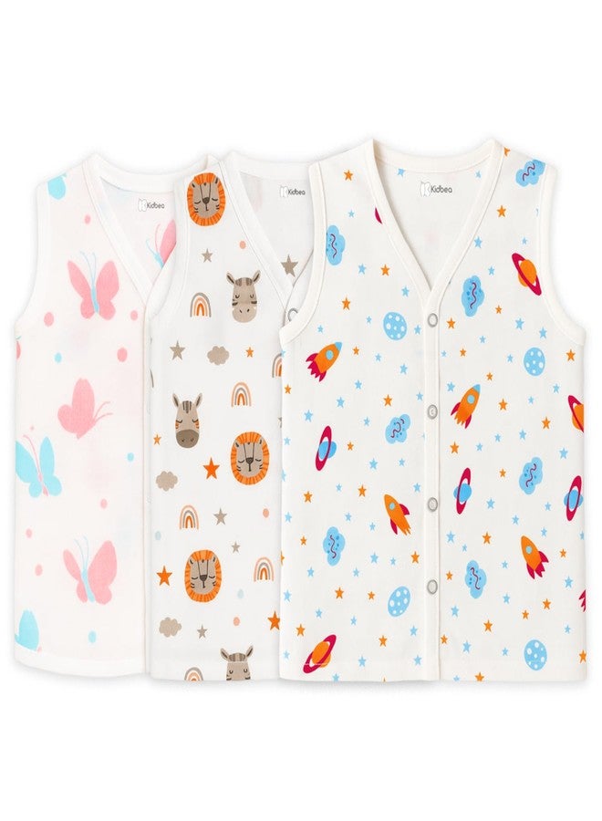 Kidbea® Newborn Baby Jhabla Unisex - Organic Cotton Muslin Top | Soft & Breathable Summer Wear for Boys & Girls | Butterfly, Tiger & Space Print Infant Clothing 0 to 3 Months - Image 1