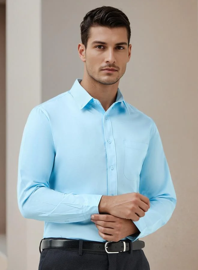 Splash FAV Men Button-Down Collar Solid Long Sleeves Shirt