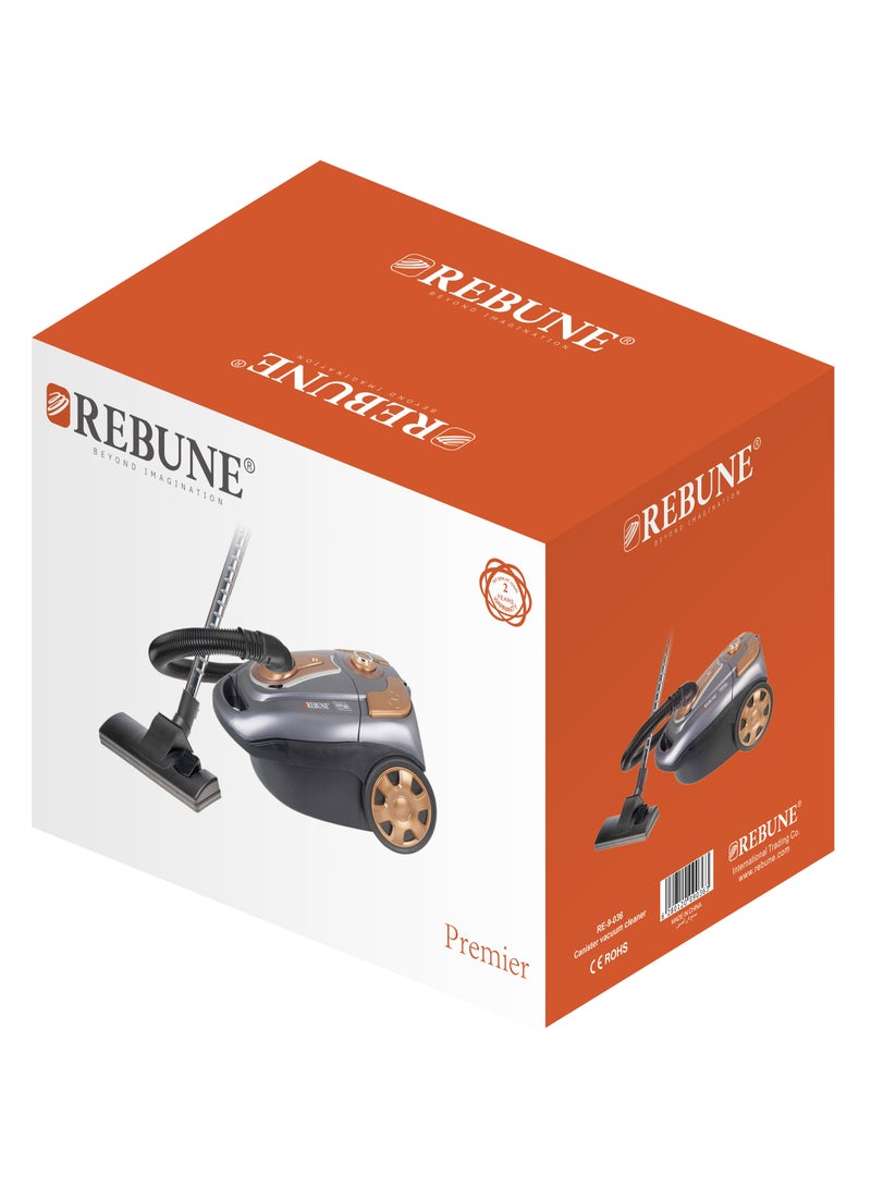 REBUNE Bagged Vacuum Cleaner, Maximum Suction Power 2000 W RE-9-036 Gold - Image 3