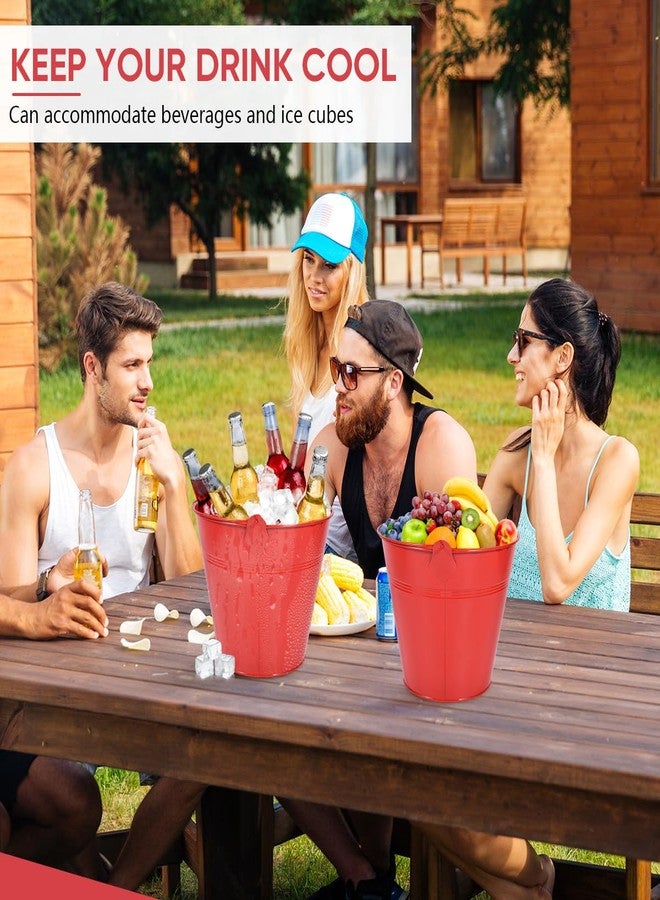 OBTANIM 7 Pack Red Metal Buckets with Handle Galvanized Ice Pails for Plants, Succulents, Party Favors Organizing, Rustic Home Decor or Classrooms Pencil Storage (9.1 x 6.7 inch) - Image 5