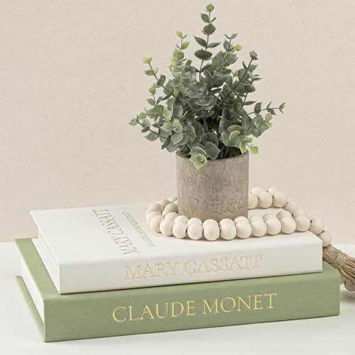 Fveuc Premium Linen Faux Book Box Set of 2: Aesthetic Book Safe with Hidden Storage for Living Room Console Table & Bookshelf Decor, Home Organizer, Green & Beige, Tallest 10.67in - Image 1