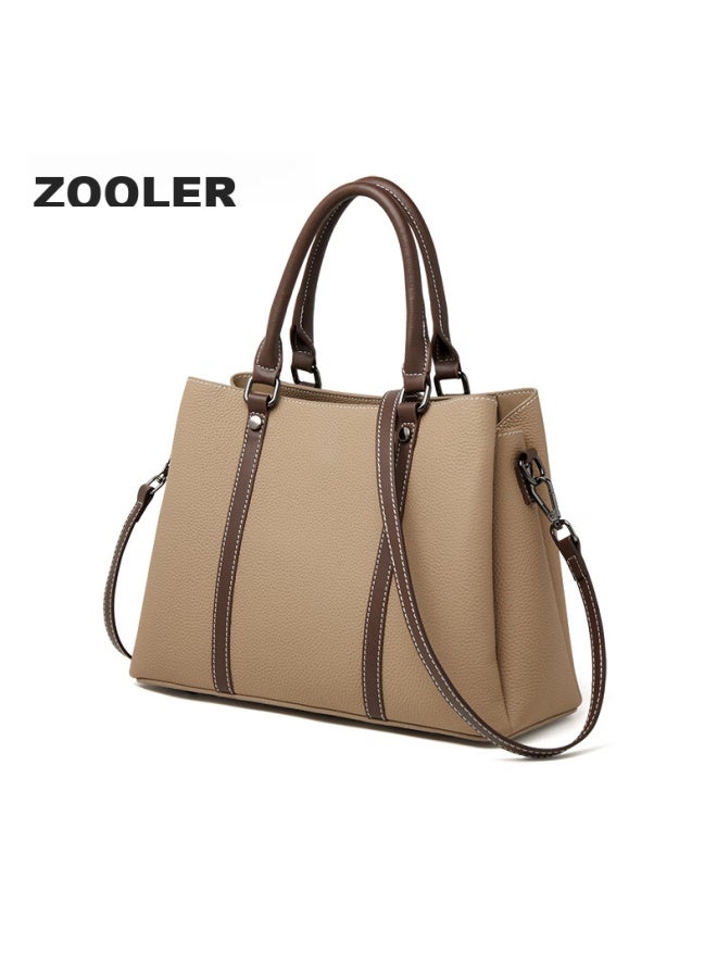ZOOLER Zhu'er Handbag, Women's Fashion Tote Bag, Cowhide Shoulder Crossbody Bag, Contrasting Color Ladies' Bag, 38cm, Women's Day Gift - Image 5