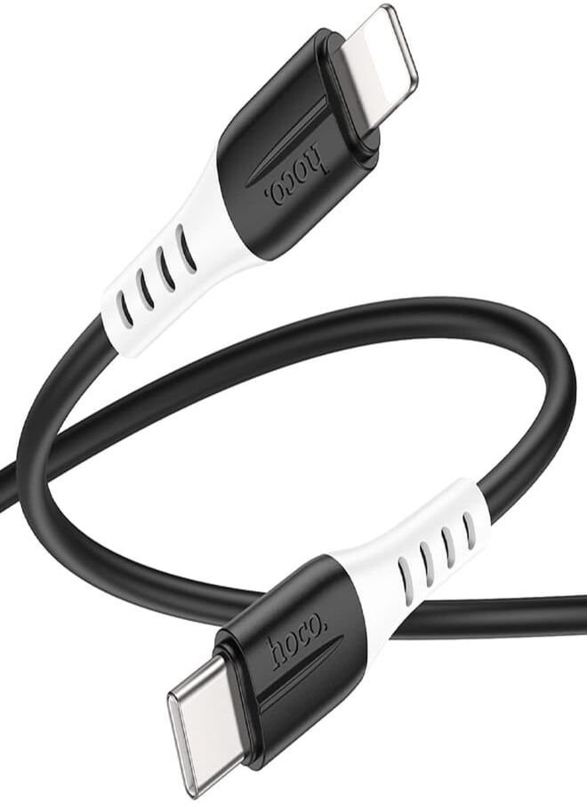 Hoco Hoco X82 - PD Silicone Fast Charging And Data Transmittion Cable (20W - 1M), USB-C To Lightning Plug, Compatible With Apple iPhone iPad Airpods - Black 