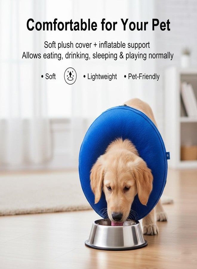 Suny Smiling Inflatable Dog Cone Collar Alternative, Soft Dog Cone for Medium Large Dogs and Cats,Pet Neck Recovery ECollar Donut Collar After Surgery (Blue, M2) - Image 3