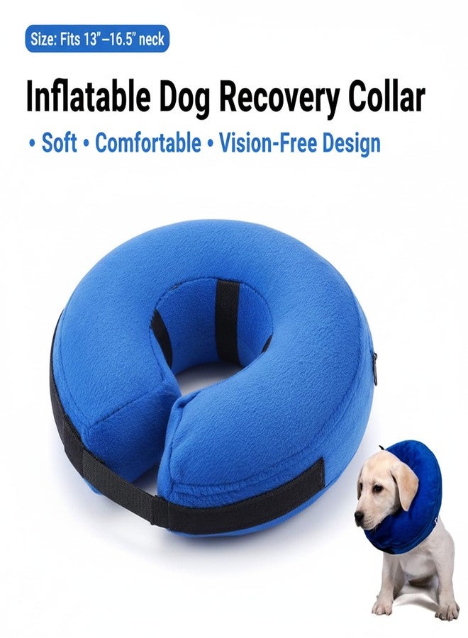 Suny Smiling Inflatable Dog Cone Collar Alternative, Soft Dog Cone for Medium Large Dogs and Cats,Pet Neck Recovery ECollar Donut Collar After Surgery (Blue, M2) - Image 2