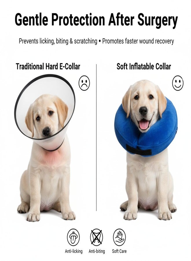 Suny Smiling Inflatable Dog Cone Collar Alternative, Soft Dog Cone for Medium Large Dogs and Cats,Pet Neck Recovery ECollar Donut Collar After Surgery (Blue, M2) - Image 5