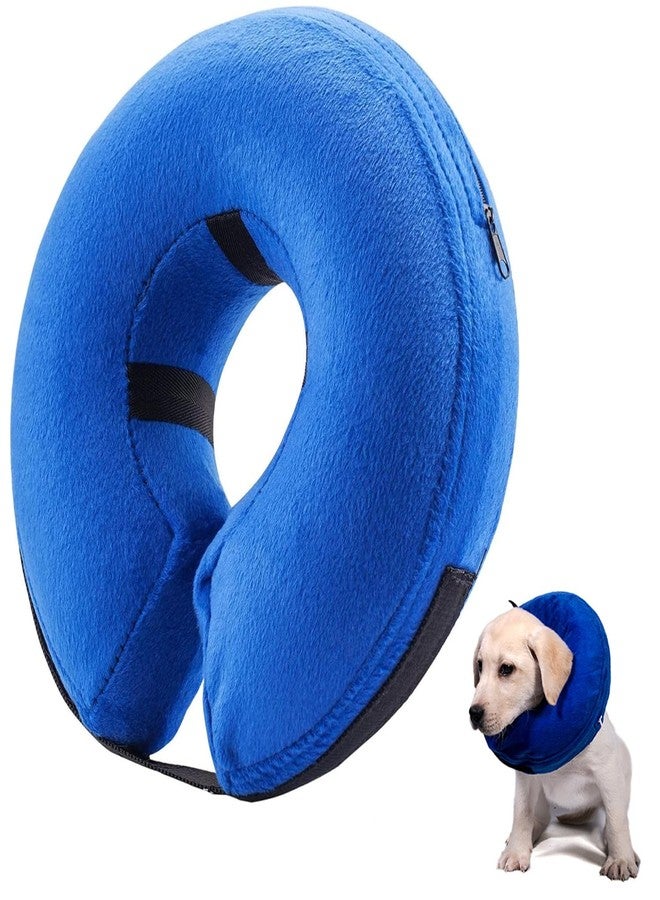 Suny Smiling Inflatable Dog Cone Collar Alternative, Soft Dog Cone for Medium Large Dogs and Cats,Pet Neck Recovery ECollar Donut Collar After Surgery (Blue, M2) - Image 1