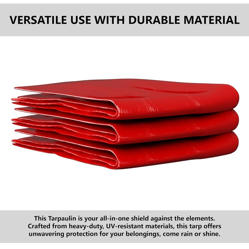Kuber Industries Kuber Industries Tirpal 15x18 Feet Waterproof Tarpaulin Sheet 120 GSM Tadpatri Tharpai EcoFriendly Tent Tirpal Thadika Thappi Tarp Lightweight Premium Tirpal Red - Image 2